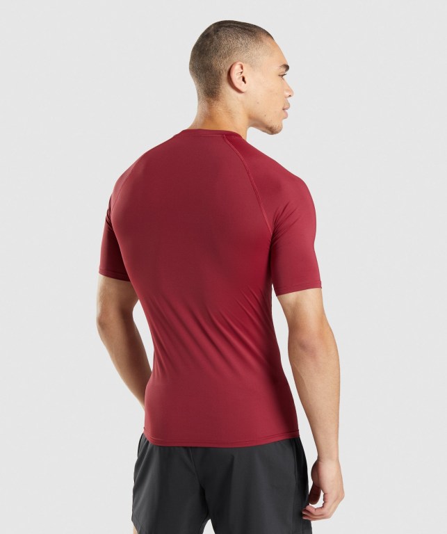 Gymshark Element Baselayer Tişört Erkek Bordo | 917-KWDLNA