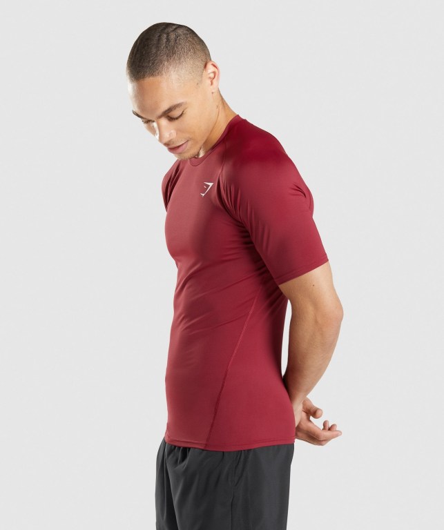 Gymshark Element Baselayer Tişört Erkek Bordo | 917-KWDLNA