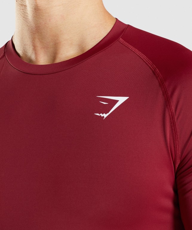 Gymshark Element Baselayer Tişört Erkek Bordo | 917-KWDLNA