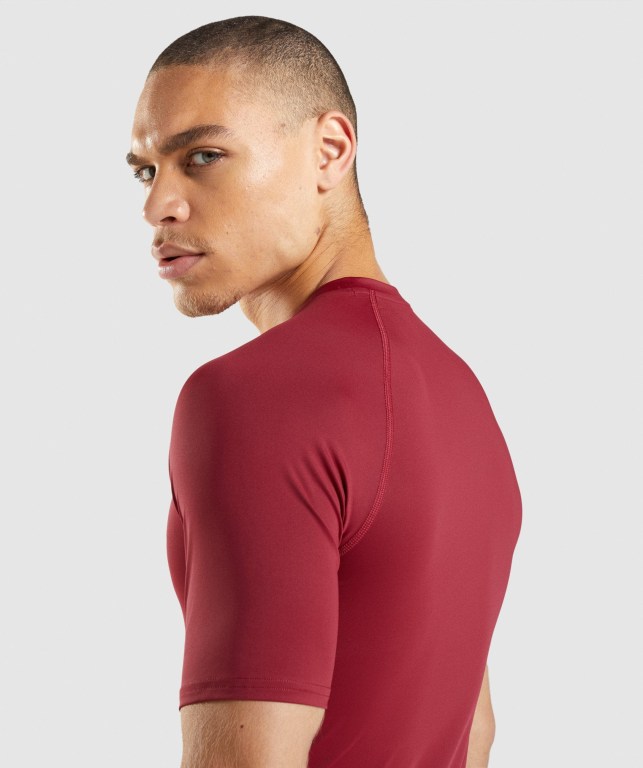 Gymshark Element Baselayer Tişört Erkek Bordo | 917-KWDLNA