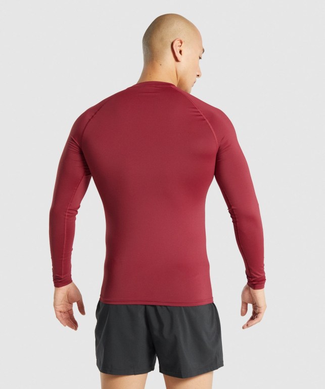 Gymshark Element Baselayer Tişört Erkek Bordo | 923-ITOSKZ