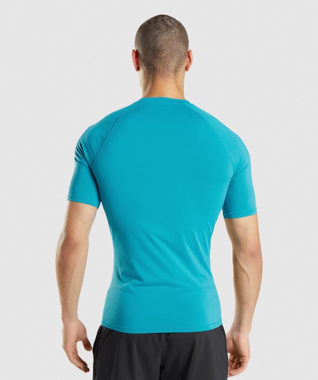 Gymshark Element Baselayer Tişört Erkek Mavi | 943-JCUVPG