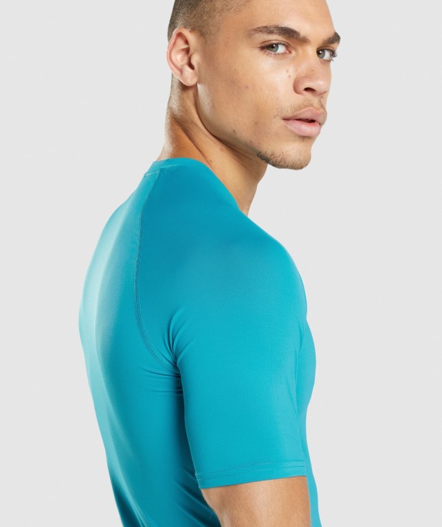 Gymshark Element Baselayer Tişört Erkek Mavi | 943-JCUVPG