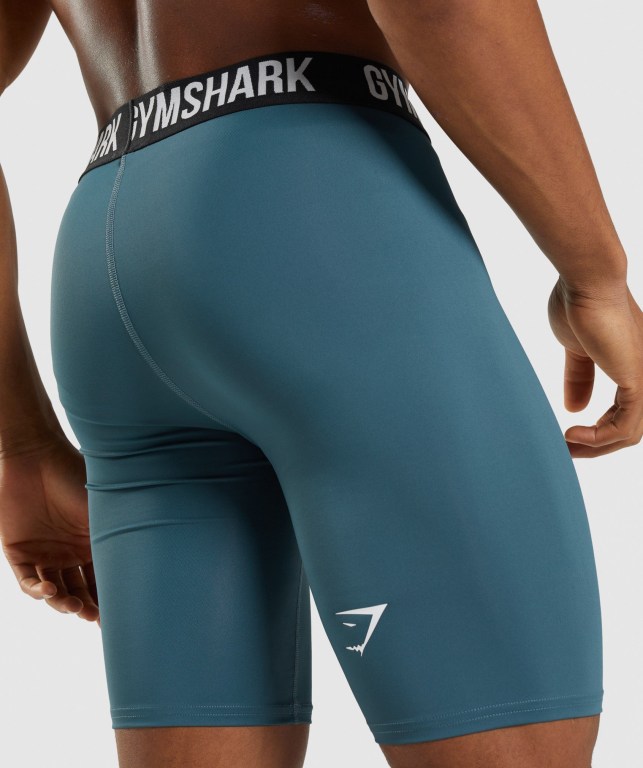 Gymshark Element Baselayer Şort Erkek Turkuaz | 102-NGYLQR