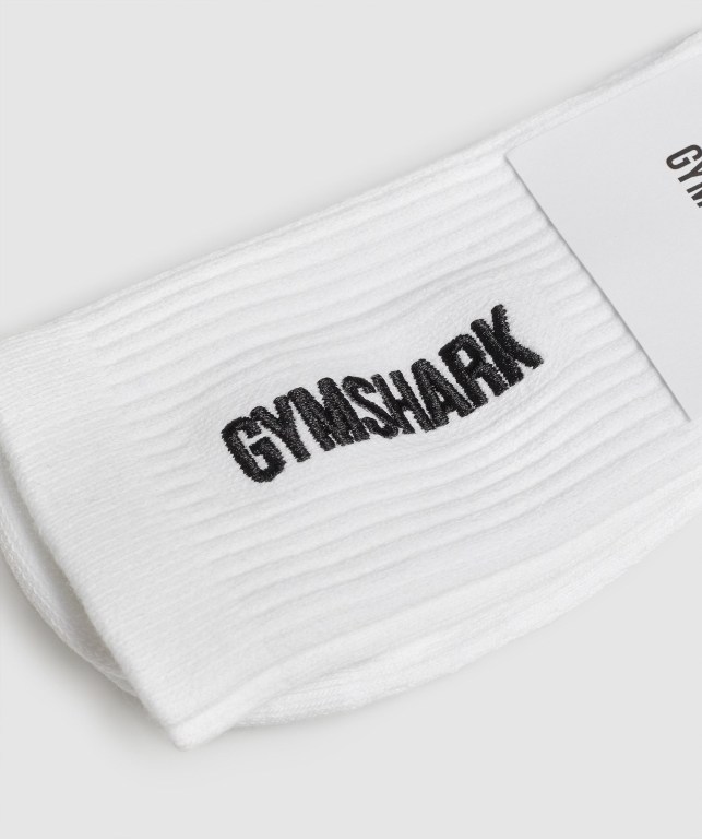 Gymshark Embroidered Logo Çorap Kadın Beyaz | 294-LRMCYS