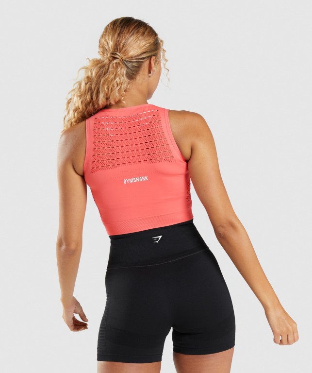 Gymshark Energy Seamless Crop Top Tişörtü Kadın Pembe | 820-ZLIJQM