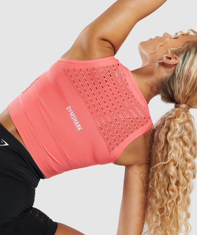 Gymshark Energy Seamless Crop Top Tişörtü Kadın Pembe | 820-ZLIJQM