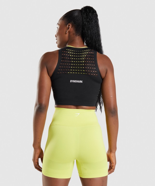 Gymshark Energy Seamless Crop Top Tişörtü Kadın Siyah | 940-HMXDOW