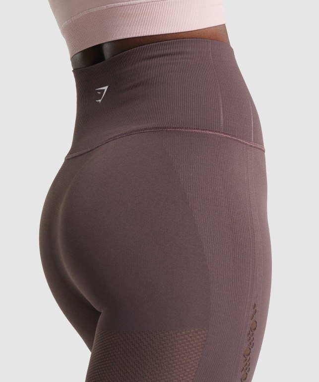 Gymshark Energy Seamless Cropped High Waisted Tayt Kadın Kahverengi | 387-KXAWUZ