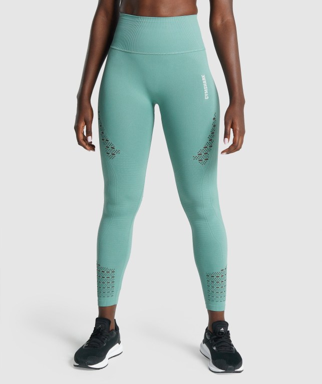 Gymshark Energy Seamless High Waisted Tayt Kadın Açık Yeşil | 392-XVFQUN