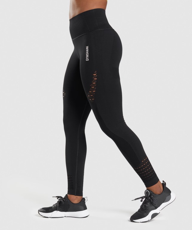 Gymshark Energy Seamless High Waisted Tayt Kadın Siyah | 631-GTSIAB