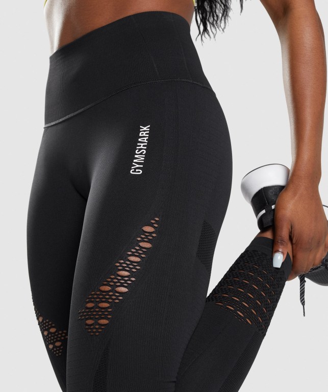 Gymshark Energy Seamless High Waisted Tayt Kadın Siyah | 631-GTSIAB