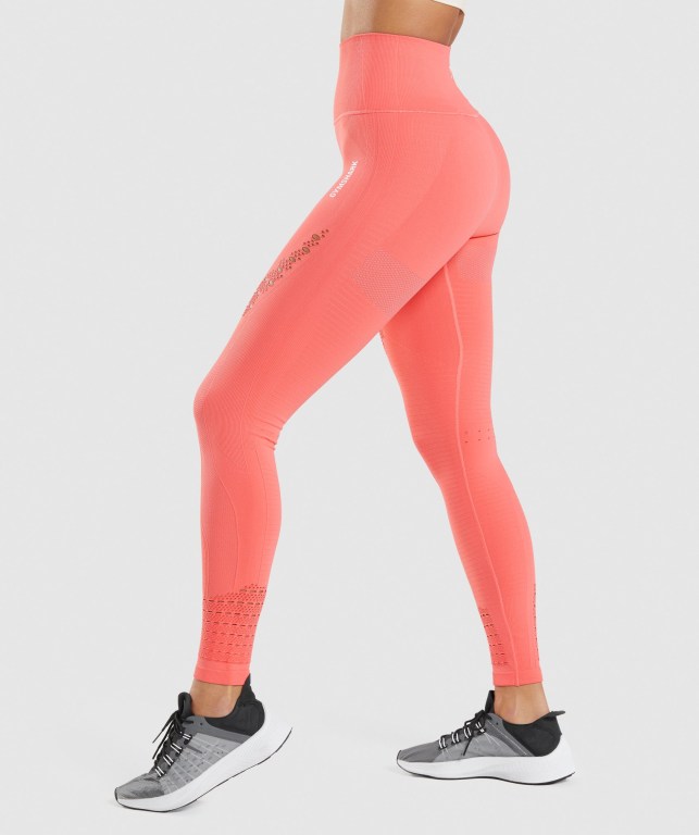 Gymshark Energy Seamless High Waisted Tayt Kadın Pembe | 830-ELDWVS