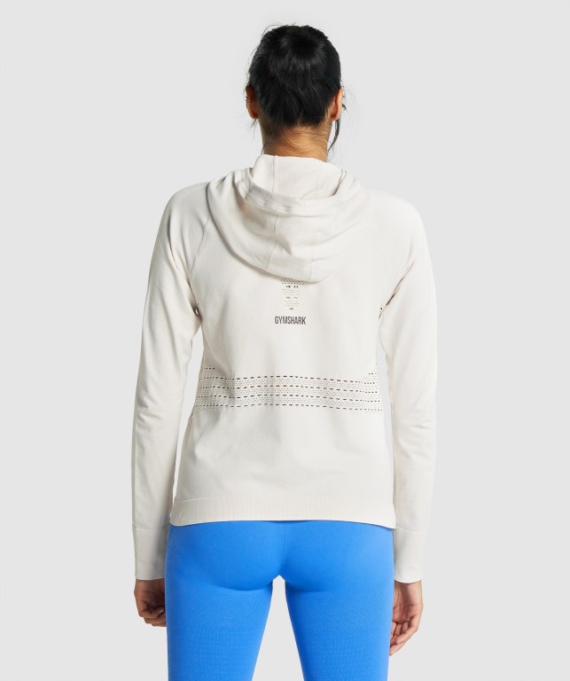 Gymshark Energy Seamless Kapüşonlu Sweatshirt Kadın Krema | 037-FXGZVB