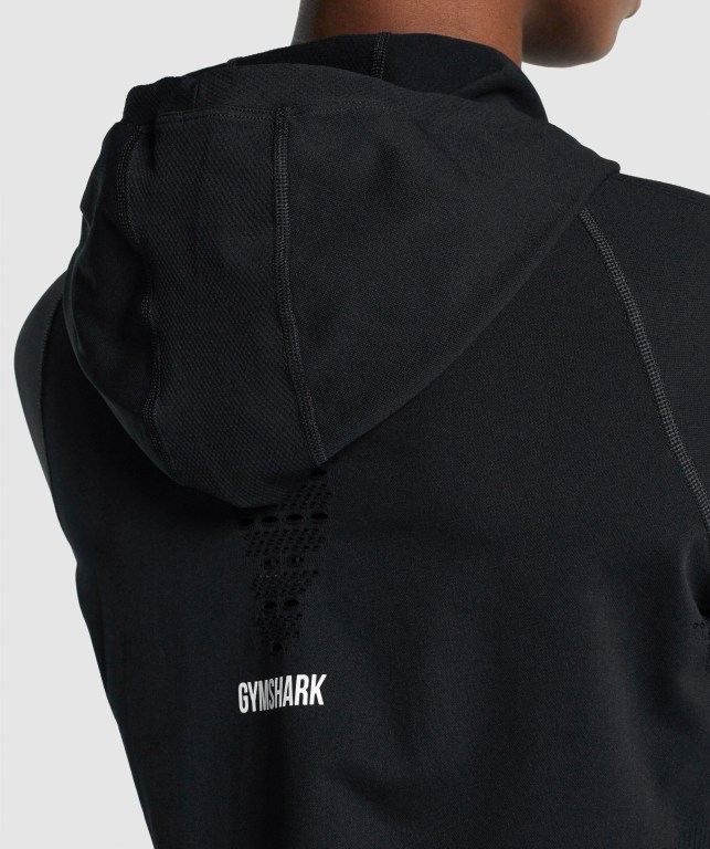 Gymshark Energy Seamless Kapüşonlu Sweatshirt Kadın Siyah | 625-ROKFNZ