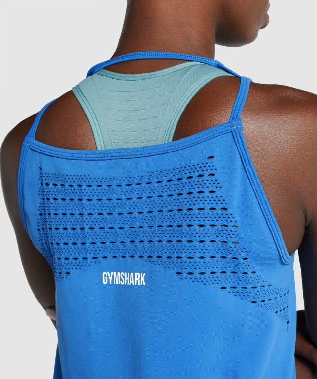 Gymshark Energy Seamless Loose Atlet Kadın Mavi | 613-UMRDEZ