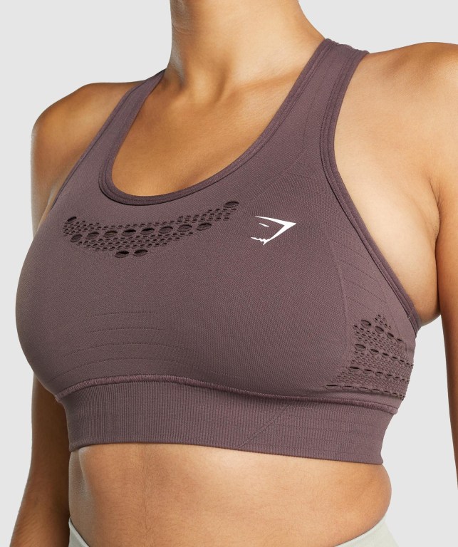 Gymshark Energy Seamless Spor Sütyeni Kadın Kahverengi | 245-YRMACP