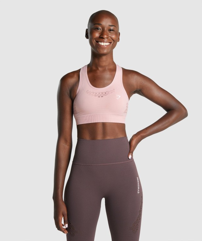 Gymshark Energy Seamless Spor Sütyeni Kadın Açık Pembe | 351-BFLRGK