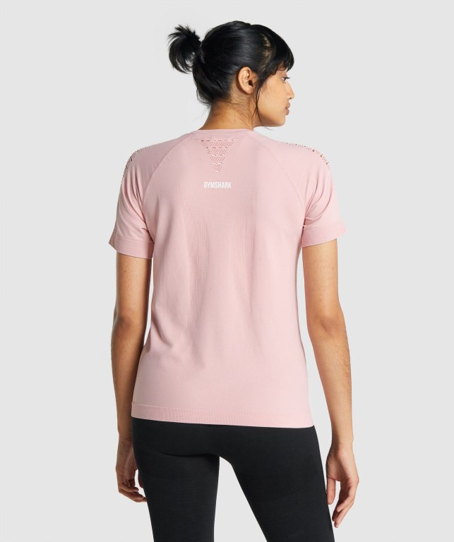 Gymshark Energy Seamless Tişört Kadın Açık Pembe | 348-MZPIRA