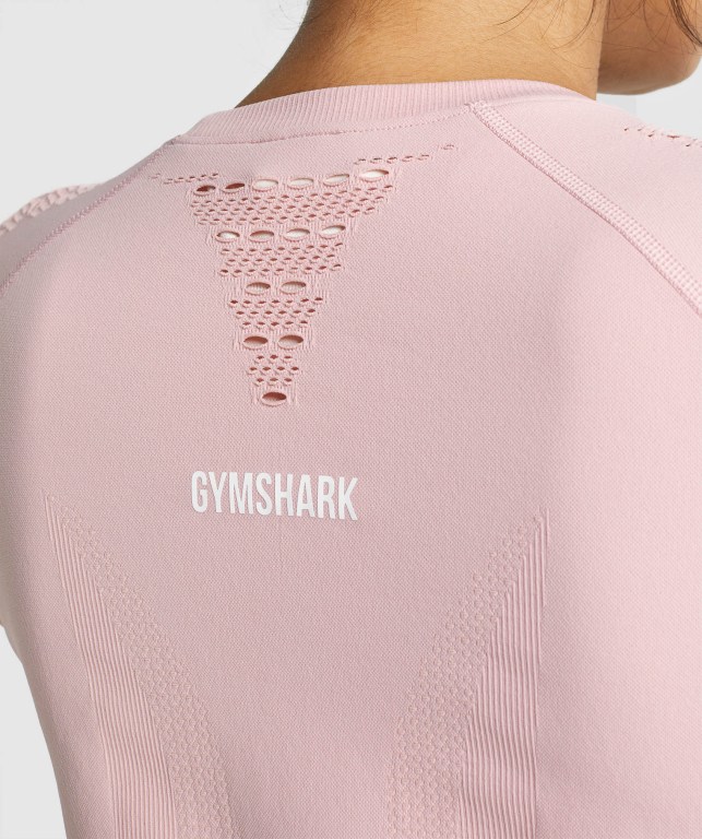 Gymshark Energy Seamless Tişört Kadın Açık Pembe | 348-MZPIRA