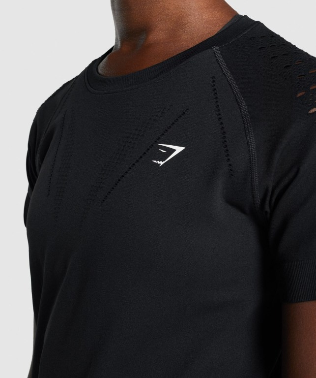 Gymshark Energy Seamless Tişört Kadın Siyah | 231-ATMZFP