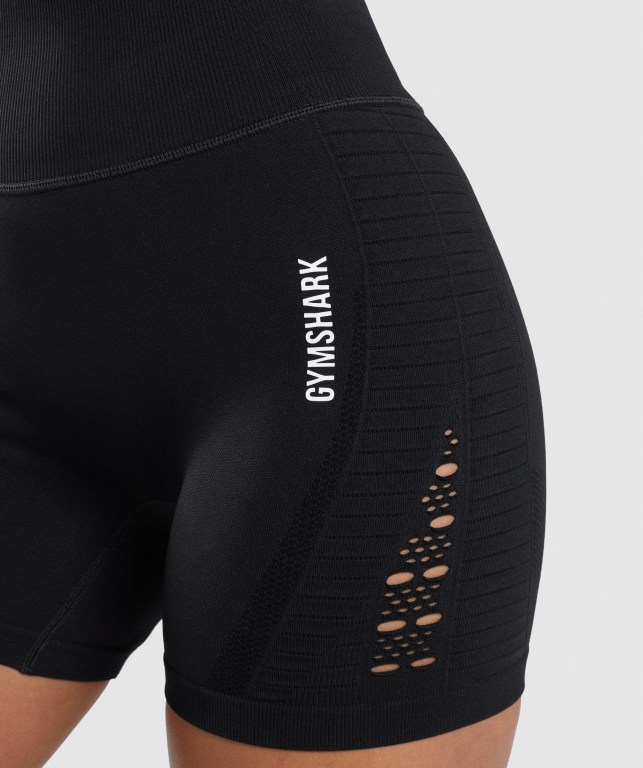 Gymshark Energy Seamless Şort Kadın Siyah | 601-BLFDJV