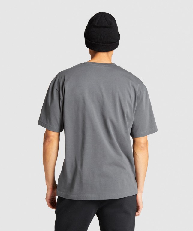 Gymshark Essential Oversized Tişört Erkek Gri | 697-AKOUEQ