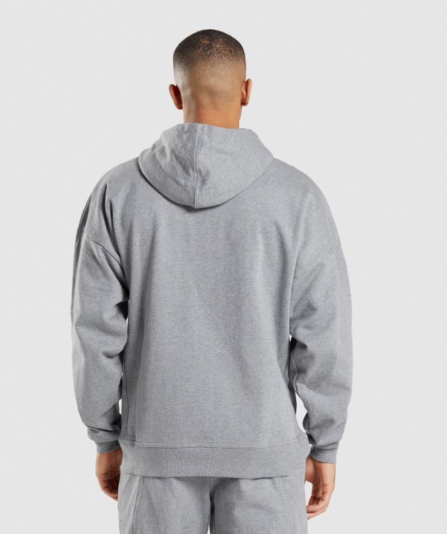 Gymshark Essential Oversized Zip Up Kapüşonlu Sweatshirt Erkek Gri | 590-QJTLMS