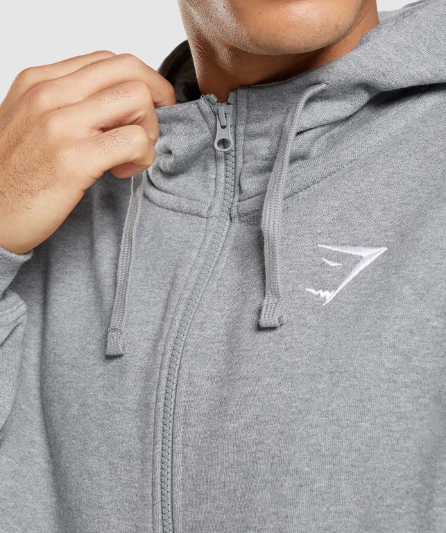 Gymshark Essential Oversized Zip Up Kapüşonlu Sweatshirt Erkek Gri | 590-QJTLMS