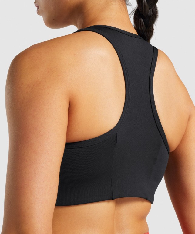 Gymshark Essential Racer Back Antrenman Spor Sütyeni Kadın Siyah | 806-NFYQDB