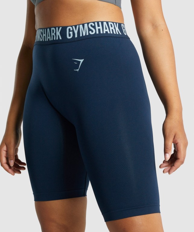 Gymshark Fit Seamless Cycling Şort Kadın Lacivert | 485-XQWGDF