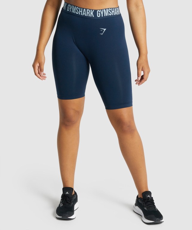 Gymshark Fit Seamless Cycling Şort Kadın Lacivert | 485-XQWGDF