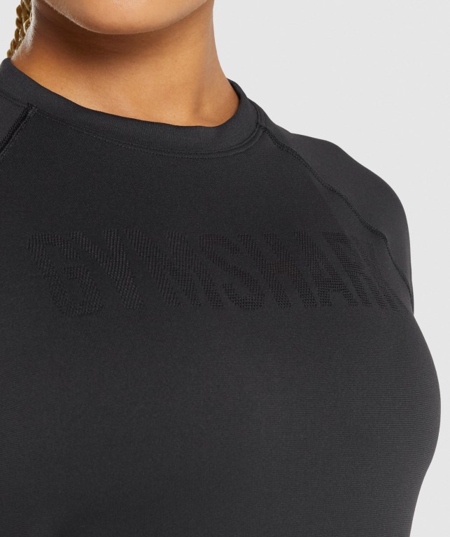 Gymshark Fit Seamless Loose Tişört Kadın Siyah | 481-MBUJEP