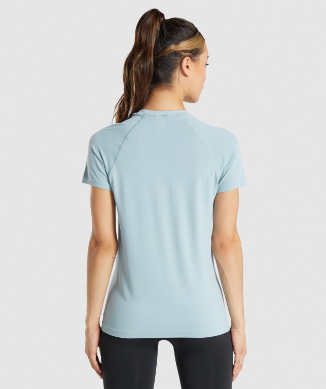 Gymshark Fit Seamless Loose Tişört Kadın Mavi | 863-TNUYHF