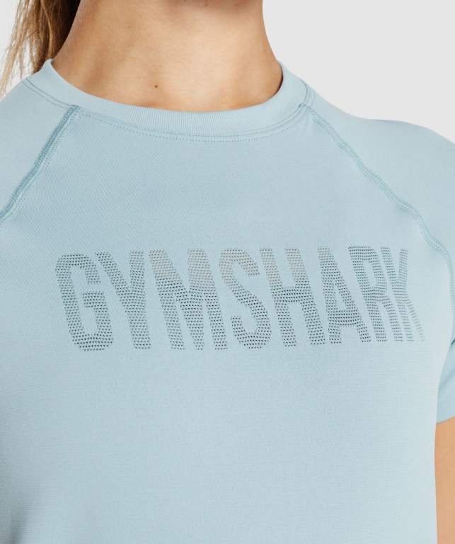 Gymshark Fit Seamless Loose Tişört Kadın Mavi | 863-TNUYHF