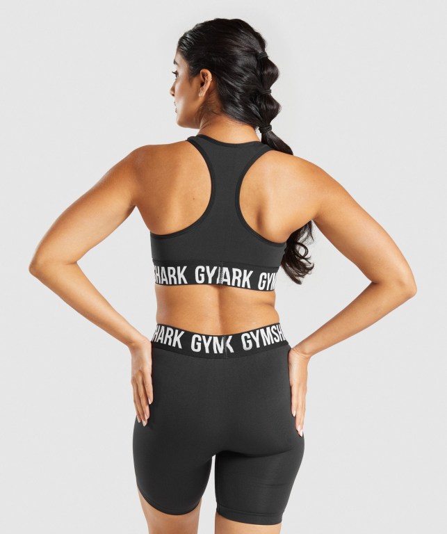 Gymshark Fit Seamless Spor Sütyeni Kadın Siyah Beyaz | 129-JFSDOM