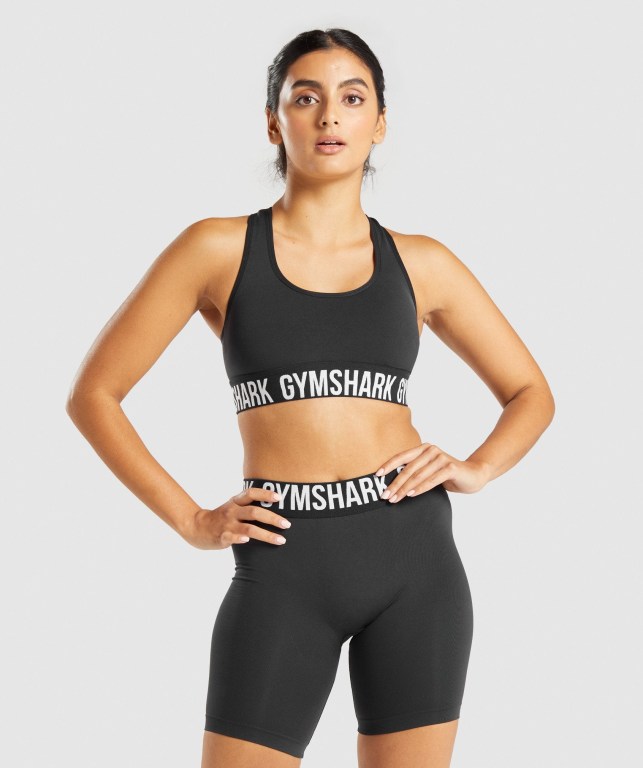 Gymshark Fit Seamless Spor Sütyeni Kadın Siyah Beyaz | 129-JFSDOM