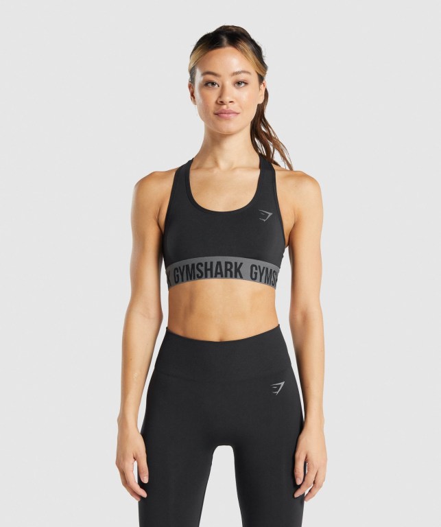 Gymshark Fit Seamless Spor Sütyeni Kadın Siyah | 739-ESZIAD