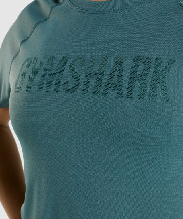 Gymshark Fit Seamless Tişört Kadın Koyu Yeşil | 085-IRUMQL