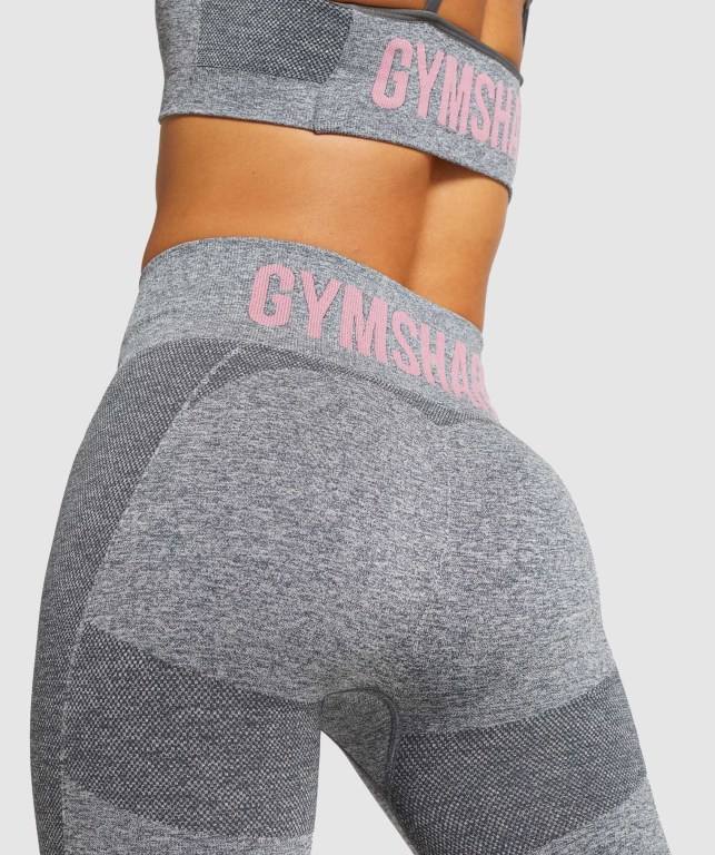 Gymshark Flex Cycling Şort Kadın Gri Pembe | 932-QWTORZ