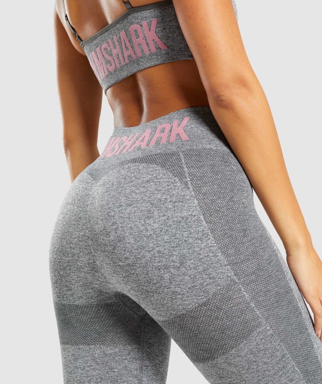 Gymshark Flex High Waisted Tayt Kadın Gri Pembe | 039-MTWQXP