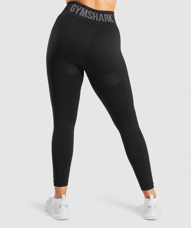 Gymshark Flex High Waisted Tayt Kadın Siyah Gri | 253-OLSNVH