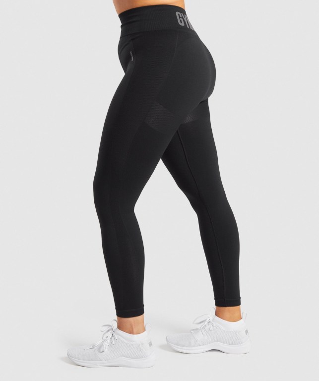 Gymshark Flex High Waisted Tayt Kadın Siyah Gri | 253-OLSNVH