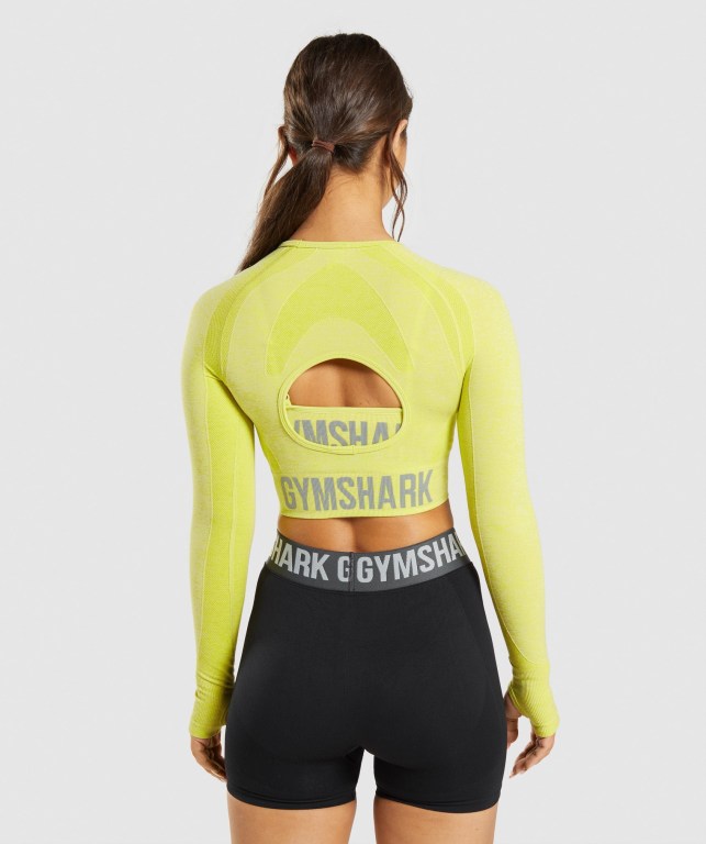 Gymshark Flex Sports Crop Top Tişört Kadın Sarı | 427-GEXHSZ