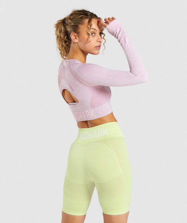 Gymshark Flex Sports Crop Top Tişört Kadın Açık Mor | 468-XTMJAQ