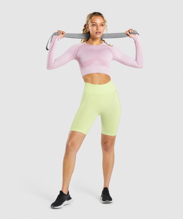 Gymshark Flex Sports Crop Top Tişört Kadın Açık Mor | 468-XTMJAQ