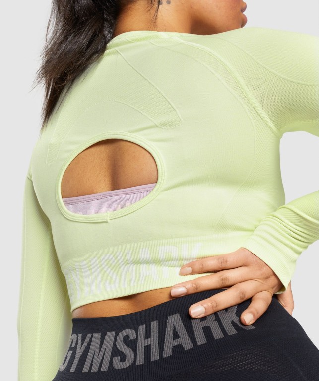 Gymshark Flex Sports Crop Top Tişört Kadın Açık Yeşil | 810-PTQDZW