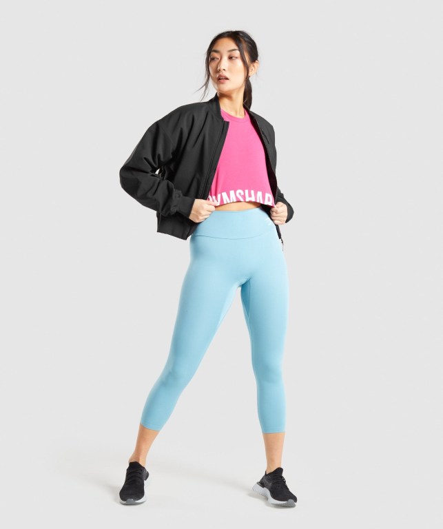 Gymshark Fraction Crop Top Tişört Kadın Pembe | 496-KLMOEC