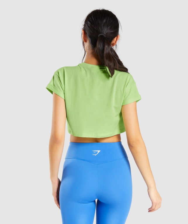 Gymshark Fraction Crop Top Tişörtü Kadın Yeşil | 713-VRUELB