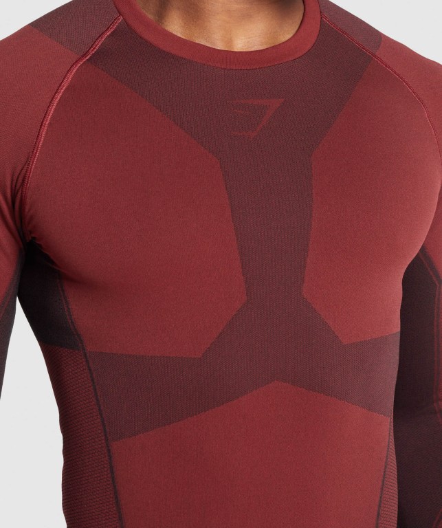 Gymshark Free Force Seamless Tişört Erkek Bordo | 610-IHZDXR